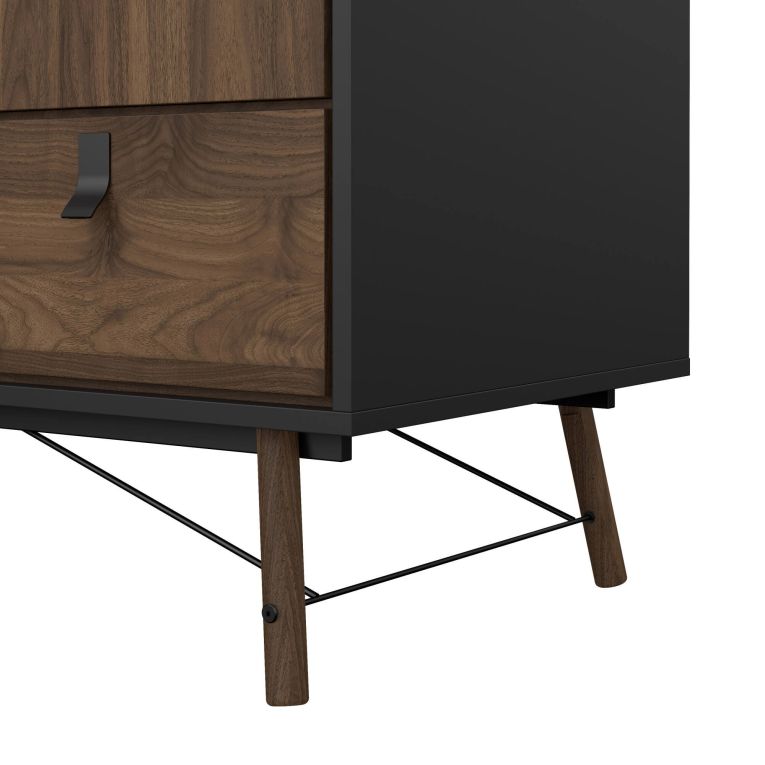 Guardaroba 3 ante Augustine, Mobile camera da letto, Cabina armadio portabiti, Armadio appendiabiti, 60x150 h200 cm, Nero e Noce