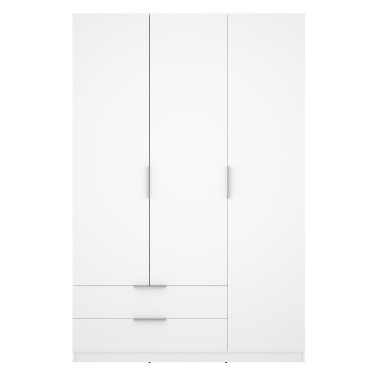 Guardaroba 3 Ante Bianco Appendiabiti 2 Cassetti 51x137 cm, 3 Ripiani - Mayos