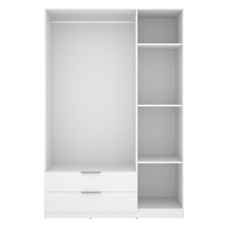 Guardaroba 3 Ante Bianco Appendiabiti 2 Cassetti 51x137 cm, 3 Ripiani - Mayos