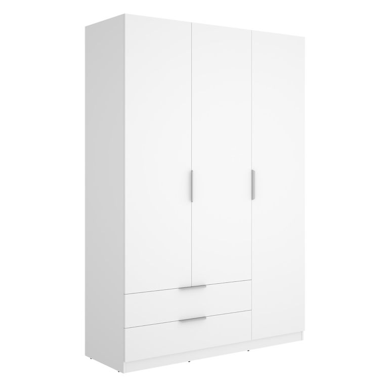 Guardaroba 3 Ante Bianco Appendiabiti 2 Cassetti 51x137 cm, 3 Ripiani - Mayos
