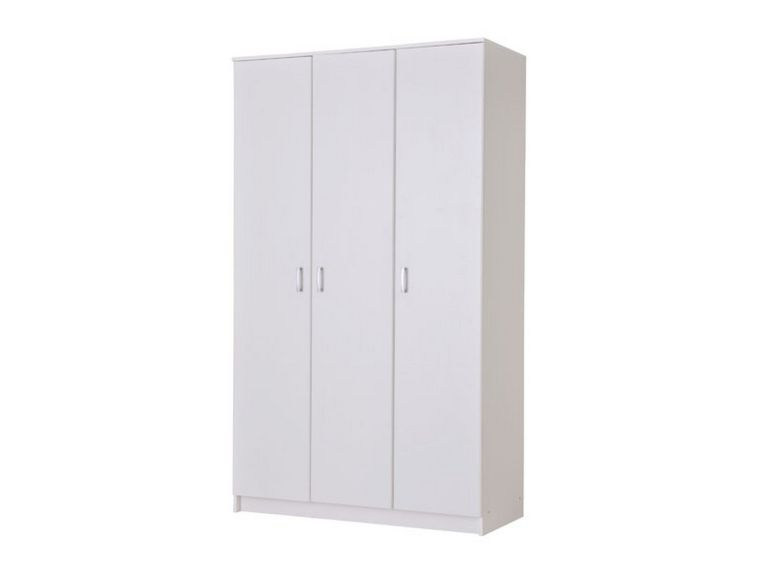 Guardaroba 3 Ante Bianco Appendiabiti 4 Ripiani 120x52 cm, 3 Ante - Licodia