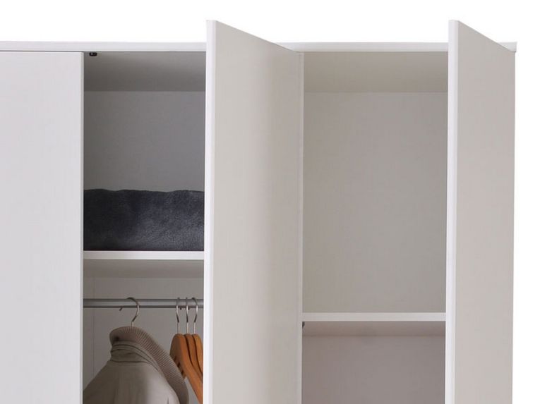 Guardaroba 3 Ante Bianco Appendiabiti 4 Ripiani 120x52 cm, 3 Ante - Licodia