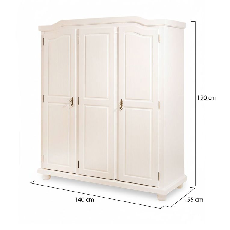 Guardaroba 3 ante- Bianco Appendiabiti 4 Ripiani 150x180h cm, Apertura Battente - Calosso