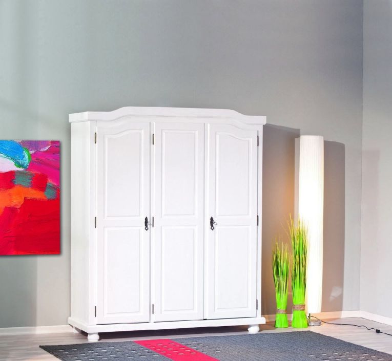 Guardaroba 3 ante- Bianco Appendiabiti 4 Ripiani 150x180h cm, Apertura Battente - Calosso