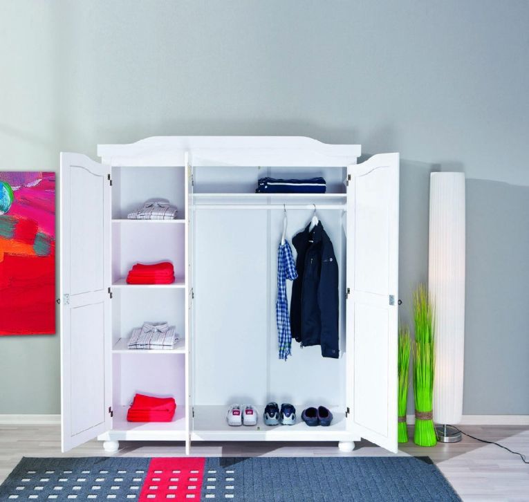 Guardaroba 3 ante- Bianco Appendiabiti 4 Ripiani 150x180h cm, Apertura Battente - Calosso
