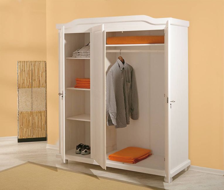 Guardaroba 3 ante- Bianco Appendiabiti 4 Ripiani 150x180h cm, Apertura Battente - Calosso