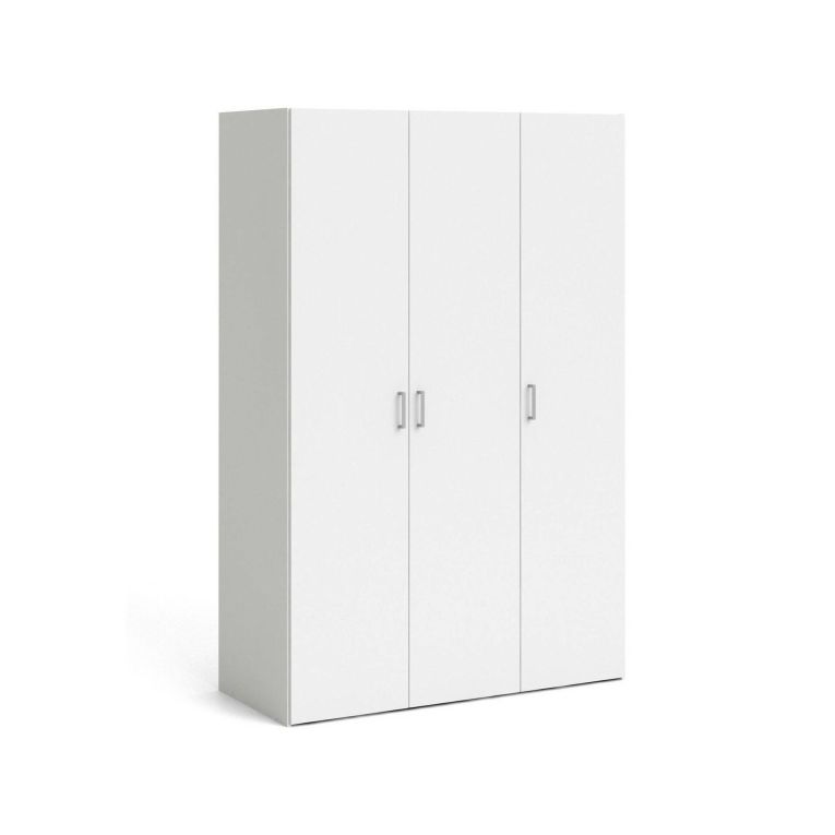 Guardaroba 3 Ante Bianco Appendiabiti 5 Ripiani 115x49 cm, Apertura Battente - Ruffano