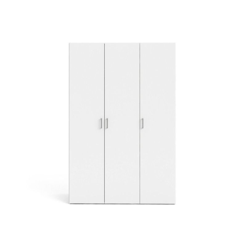 Guardaroba 3 Ante Bianco Appendiabiti 5 Ripiani 115x49 cm, Apertura Battente - Ruffano