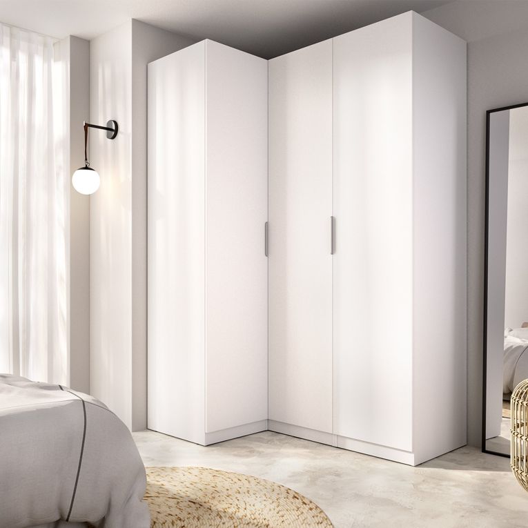 Guardaroba 3 Ante Bianco Appendiabiti Cassetti 95x142 cm, 6 Ripiani - Reeves