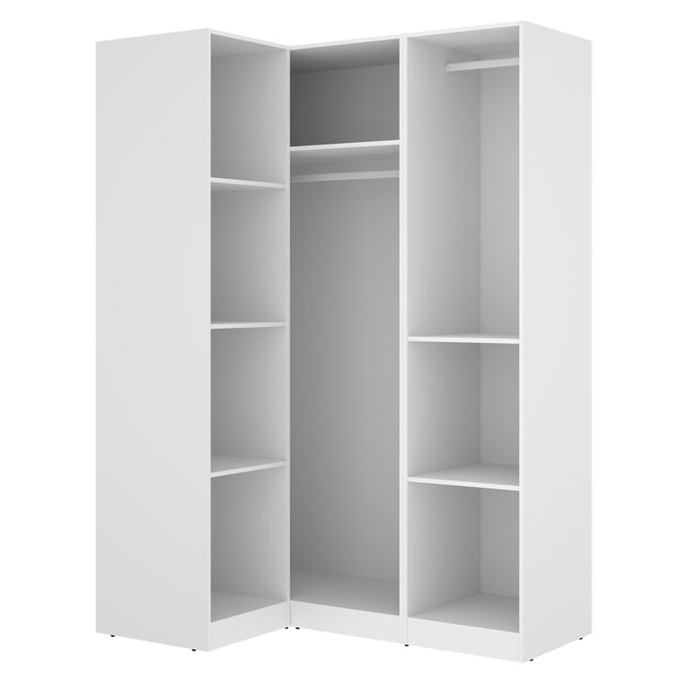 Guardaroba 3 Ante Bianco Appendiabiti Cassetti 95x142 cm, 6 Ripiani - Reeves
