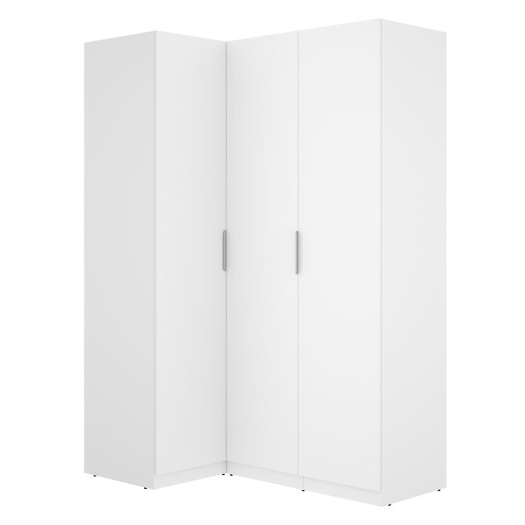 Guardaroba 3 Ante Bianco Appendiabiti Cassetti 95x142 cm, 6 Ripiani - Reeves