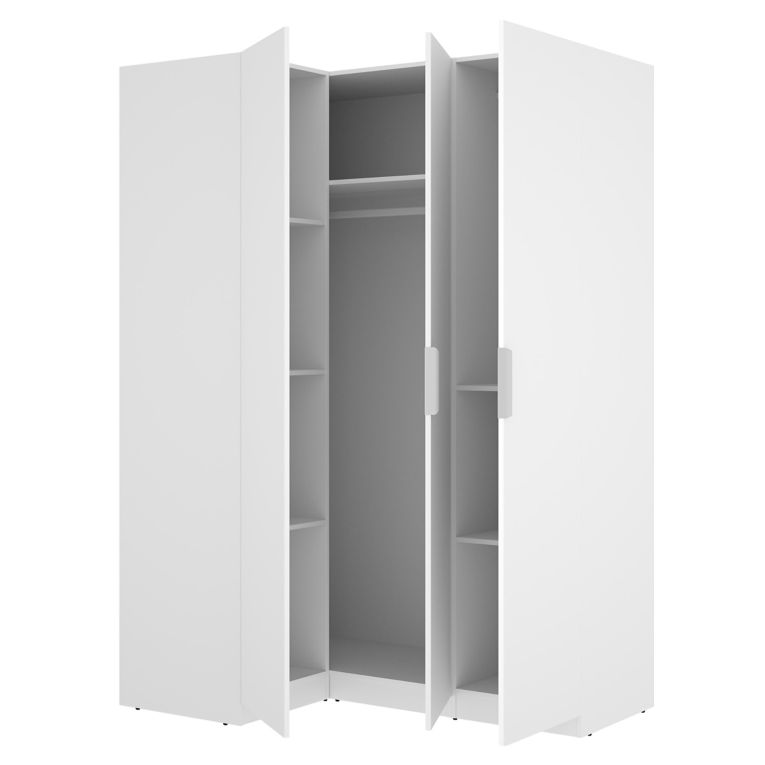 Guardaroba 3 Ante Bianco Appendiabiti Cassetti 95x142 cm, 6 Ripiani - Reeves