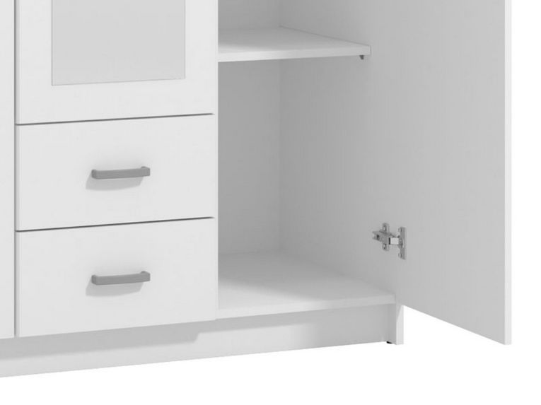 Guardaroba 3 Ante Bianco Bianco 4 Ripiani 2 Cassetti 120x52 cm, Appendiabiti - Crati