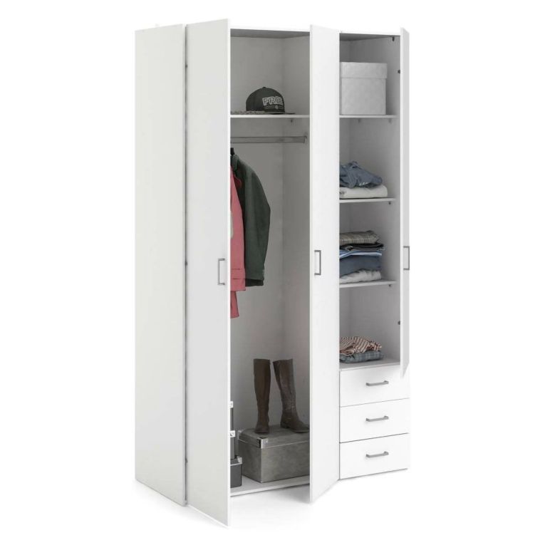 Guardaroba 3 ante- bianco con cassetti 115x200h cm - Aquilone