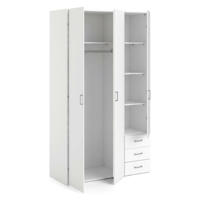 Guardaroba 3 ante- bianco con cassetti 115x200h cm - Aquilone
