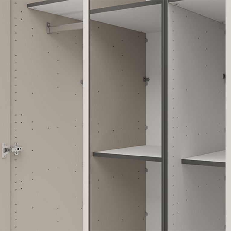 Guardaroba 3 Ante Bianco Crema Marrone Rovere 4 Ripiani Appendiabiti 117x54 cm, Apertura Battente - Bhakta