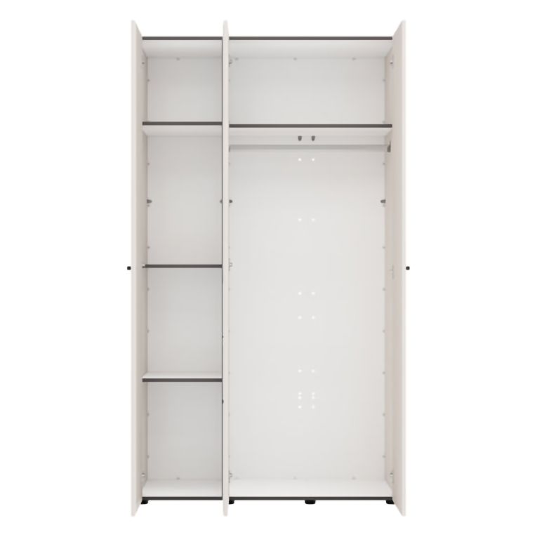 Guardaroba 3 Ante Bianco Crema Nero Appendiabiti 4 Ripiani 117x52 cm, 3 Ante - Ouarza