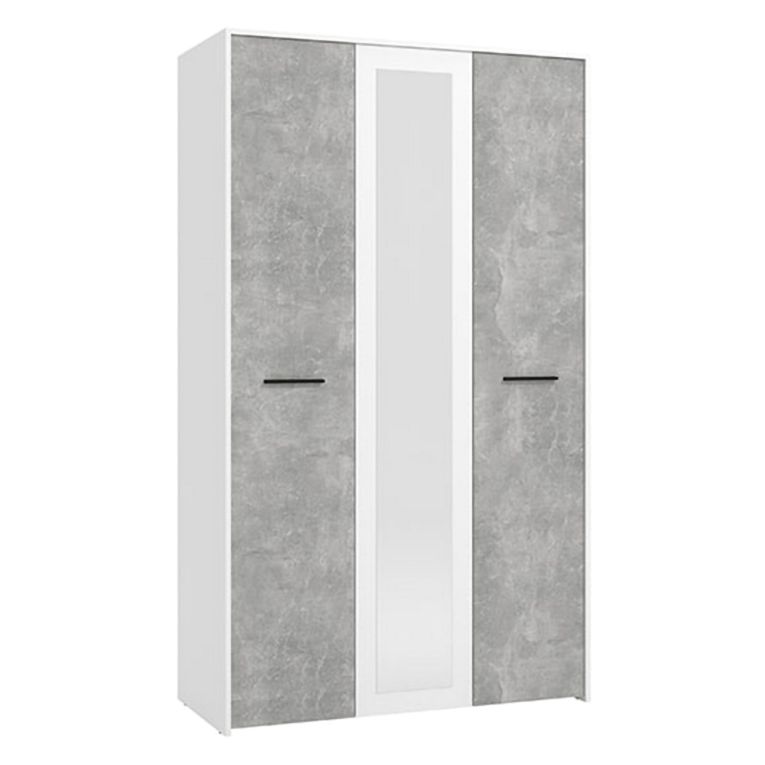 Guardaroba 3 Ante Bianco Grigio Cemento Appendiabiti 5 Ripiani 119x53 cm, 3 Ante - Lavagno