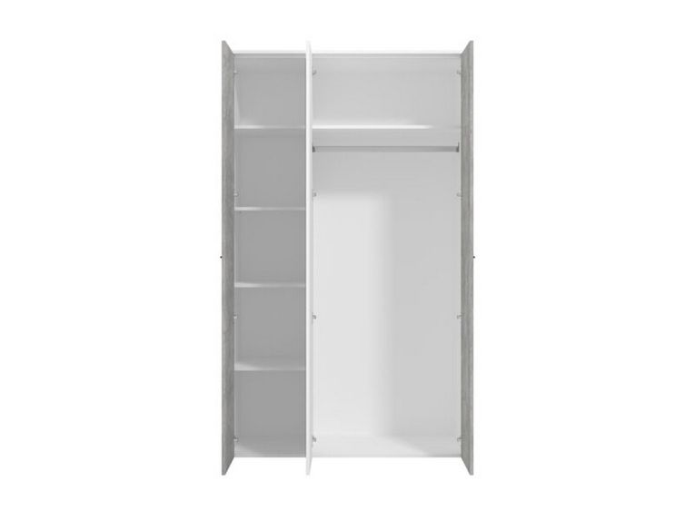 Guardaroba 3 Ante Bianco Grigio Cemento Appendiabiti 5 Ripiani 119x53 cm, 3 Ante - Lavagno
