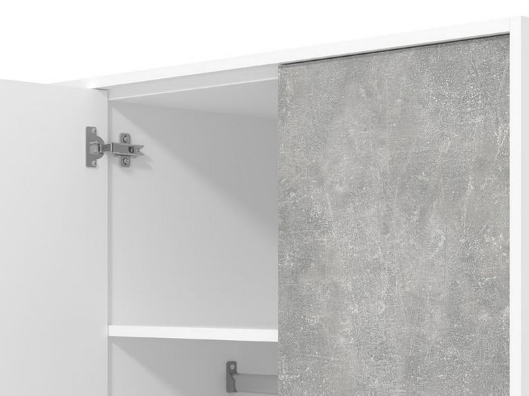 Guardaroba 3 Ante Bianco Grigio Cemento Appendiabiti 5 Ripiani 119x53 cm, 3 Ante - Lavagno