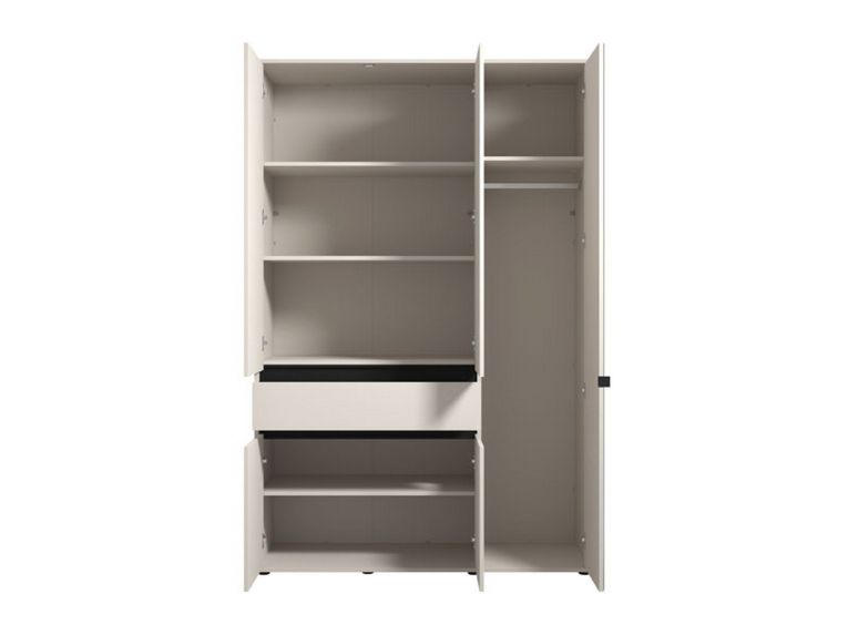 Guardaroba 3 Ante Bianco Nero 5 Ripiani un Cassetto 138x54.5 cm, Appendiabiti - Ilbono
