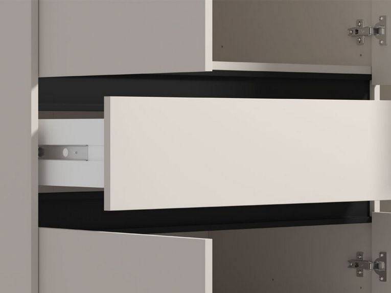 Guardaroba 3 Ante Bianco Nero 5 Ripiani un Cassetto 138x54.5 cm, Appendiabiti - Ilbono