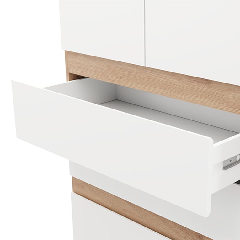 Guardaroba 3 Ante Bianco Opaco Marrone Rovere Nodi Appendiabiti 3 Cassetti 117x52 cm, 4 Ripiani - Zuccare