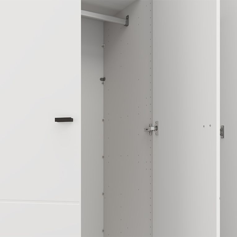 Guardaroba 3 Ante Bianco Opaco Marrone Rovere Nodi Appendiabiti 4 Ripiani 117x52 cm, 3 Ante - Ronco