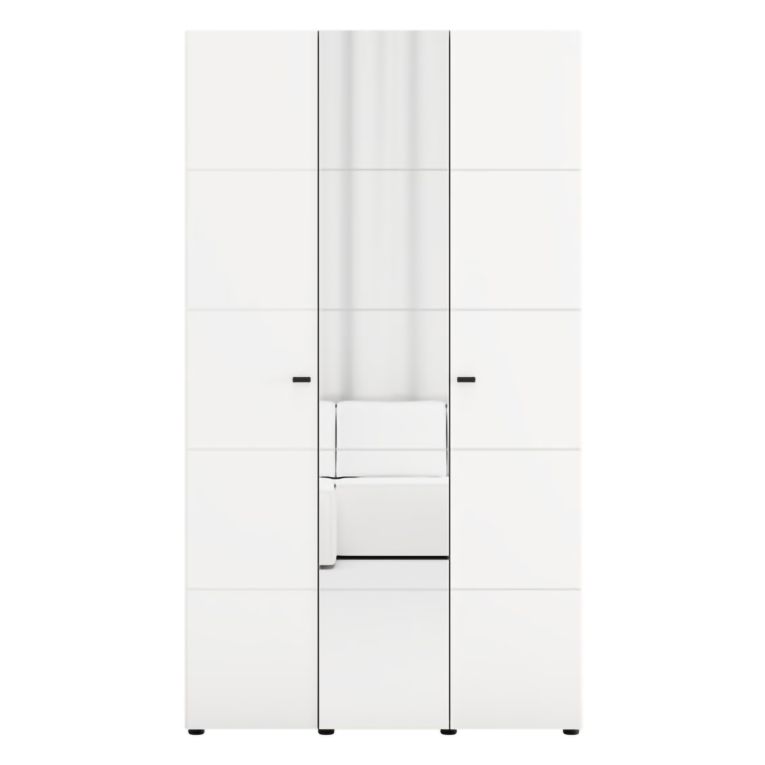 Guardaroba 3 Ante Bianco Opaco Nero Appendiabiti 4 Ripiani 117x52 cm, 3 Ante - Ouarza