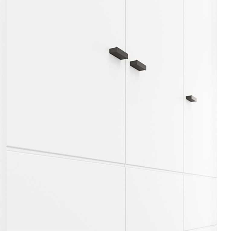 Guardaroba 3 Ante Bianco Opaco Nero Appendiabiti 4 Ripiani 117x52 cm, 3 Ante - Ronco