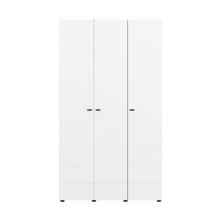 Guardaroba 3 Ante Bianco Opaco Nero Appendiabiti 4 Ripiani 117x52 cm, 3 Ante - Ronco