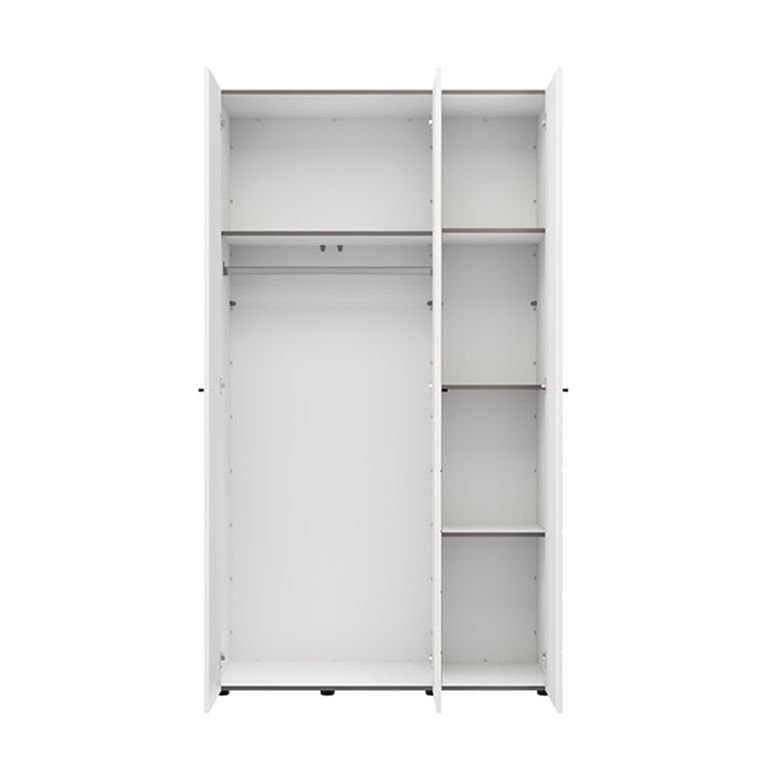 Guardaroba 3 Ante Bianco Opaco Nero Appendiabiti 4 Ripiani 117x52 cm, 3 Ante - Ronco