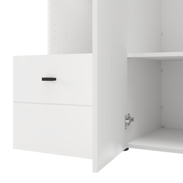 Guardaroba 3 Ante Bianco Opaco Nero Appendiabiti un Cassetto 117x52 cm, 5 Ripiani - Patzcu