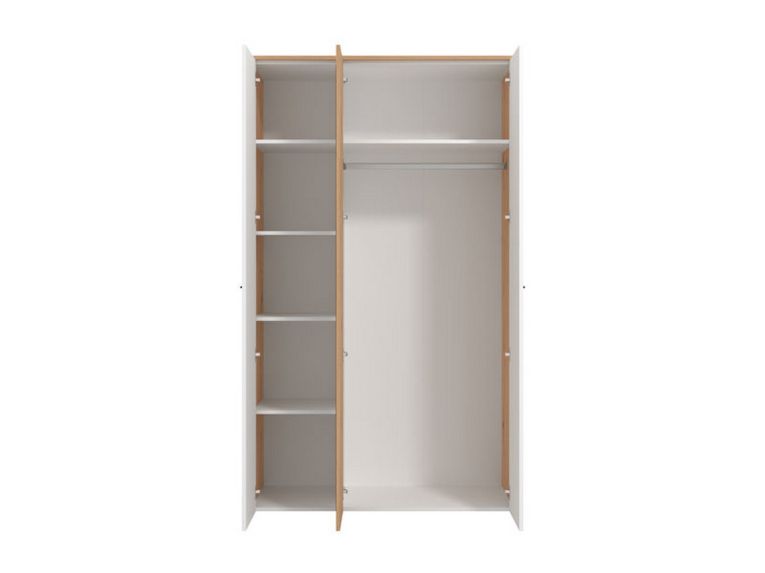 Guardaroba 3 Ante Bianco Rovere Nodi Marrone Appendiabiti 5 Ripiani 119x53 cm, 7 Vani - Lavagno