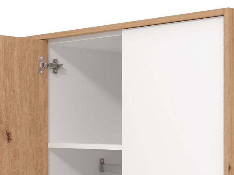 Guardaroba 3 Ante Bianco Rovere Nodi Marrone Appendiabiti 5 Ripiani 119x53 cm, 7 Vani - Lavagno