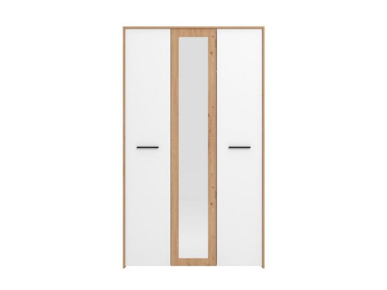 Guardaroba 3 Ante Bianco Rovere Nodi Marrone Appendiabiti 5 Ripiani 119x53 cm, 7 Vani - Lavagno