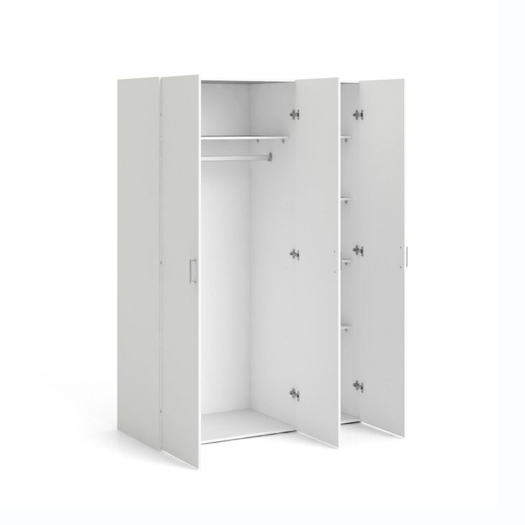 Guardaroba 3 ante Danielle, Mobile camera da letto, Cabina armadio portabiti, Armadio appendiabiti, 115x49 h175 cm, Bianco