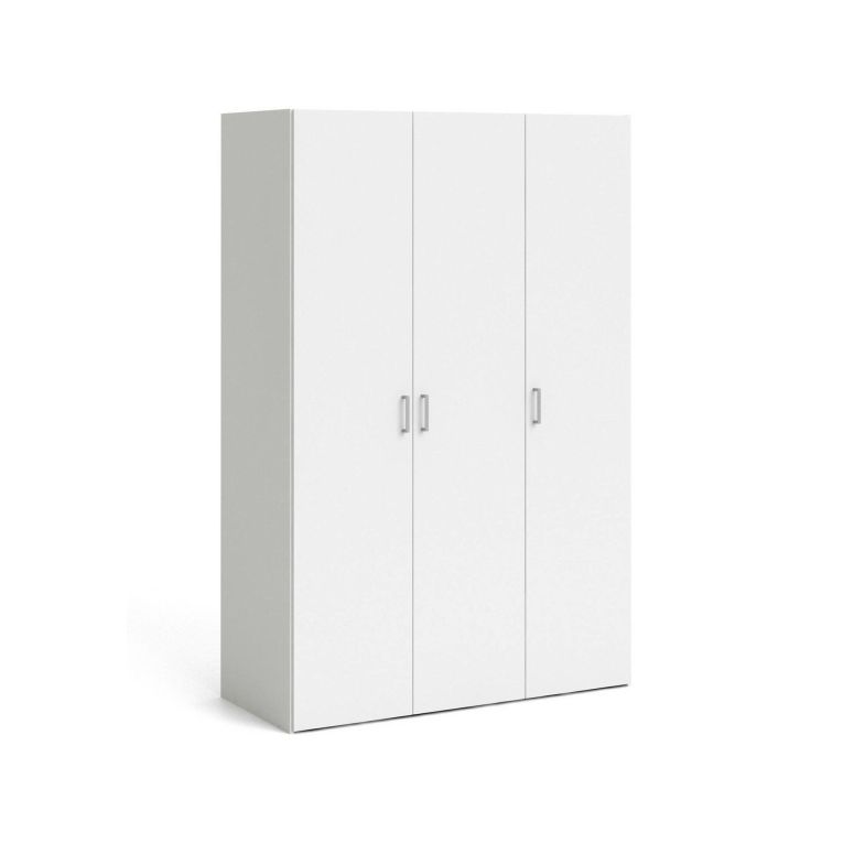 Guardaroba 3 ante Danielle, Mobile camera da letto, Cabina armadio portabiti, Armadio appendiabiti, 115x49 h175 cm, Bianco