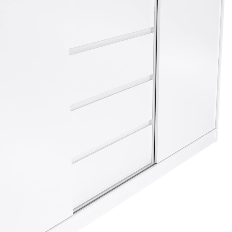 Guardaroba 3 ante Delphine, Mobile camera da letto, Cabina armadio portabiti, Armadio appendiabiti, 60x177 h200 cm, Bianco