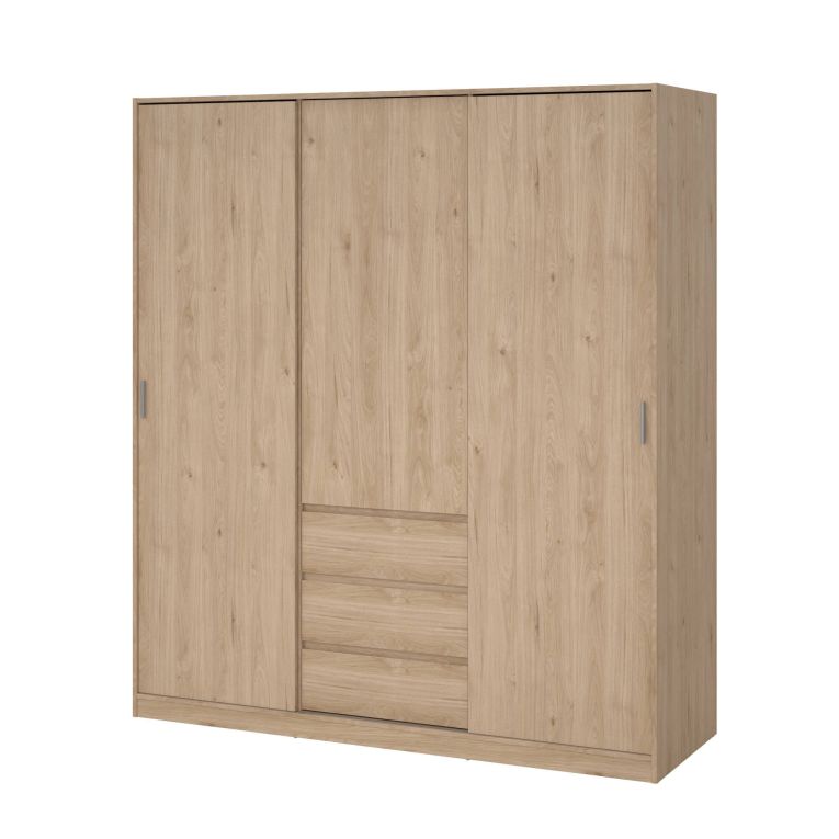 Guardaroba 3 ante Delphine, Mobile camera da letto, Cabina armadio portabiti, Armadio appendiabiti, 60x177 h200 cm, Rovere