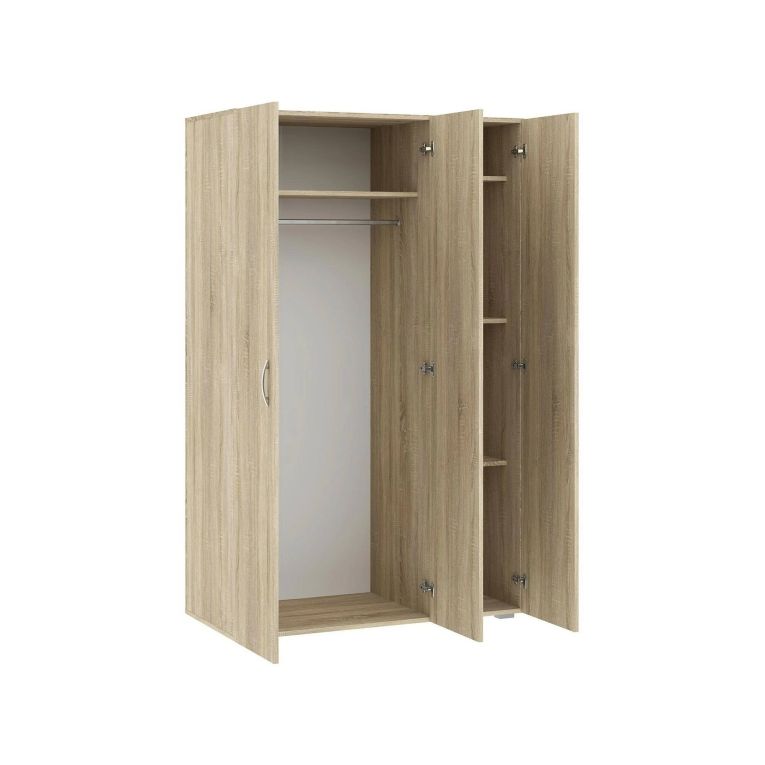 Guardaroba 3 ante Dublino, Mobile camera da letto, Cabina armadio portabiti, Armadio appendiabiti, 111x52 h179 cm, Rovere