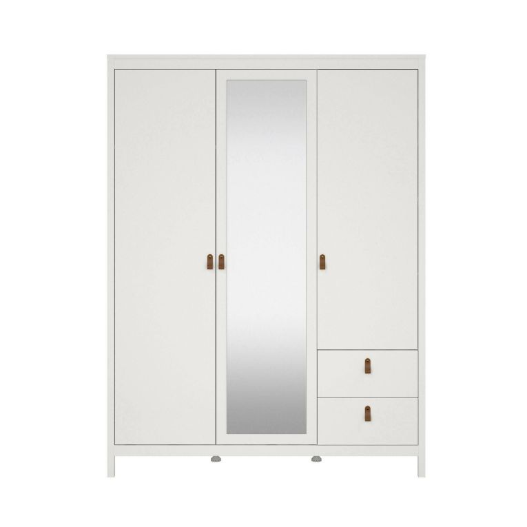 Guardaroba 3 ante Helise, Mobile camera da letto, Cabina armadio portabiti, Armadio appendiabiti, 58x150 h199 cm, Bianco