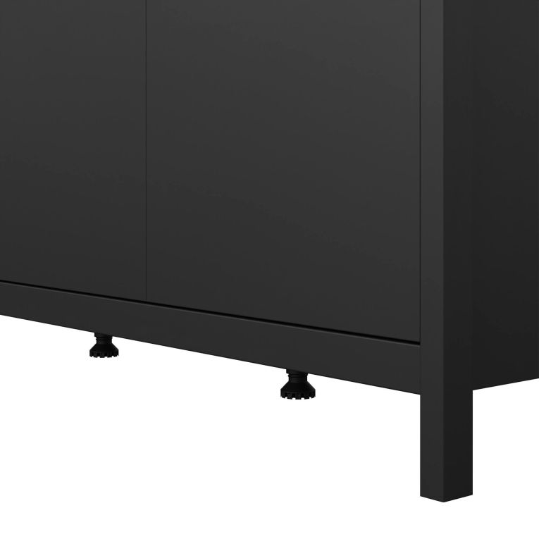 Guardaroba 3 ante Justina, Mobile camera da letto, Cabina armadio portabiti, Armadio appendiabiti, 58x150 h199 cm, Nero