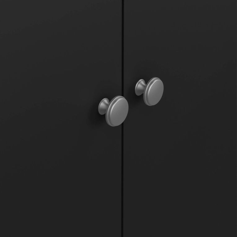 Guardaroba 3 ante Justina, Mobile camera da letto, Cabina armadio portabiti, Armadio appendiabiti, 58x150 h199 cm, Nero