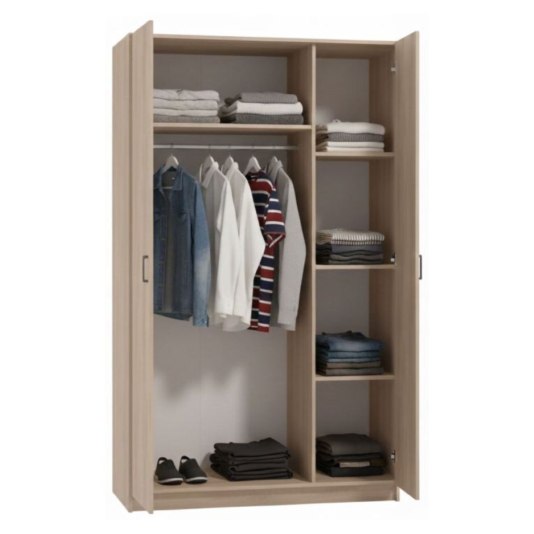 Guardaroba 3 Ante Marrone Appendiabiti 4 Ripiani 120x52 cm, 3 Ante - Licodia