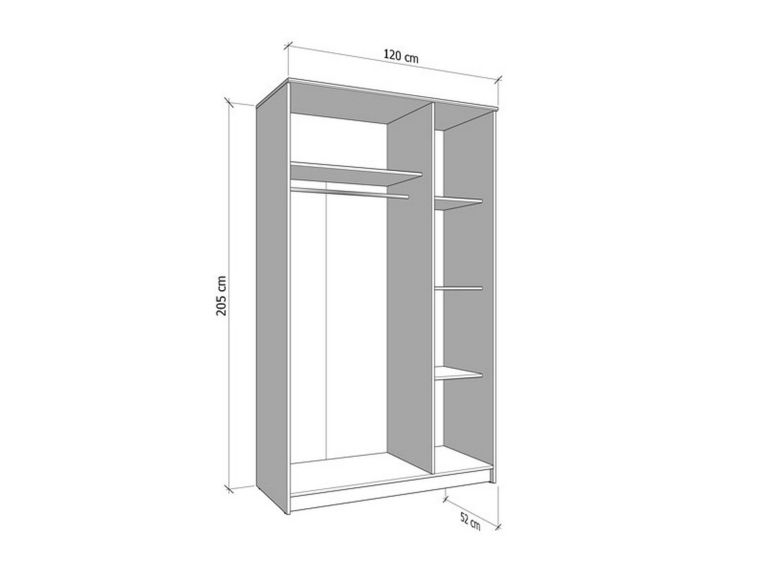 Guardaroba 3 Ante Marrone Appendiabiti 4 Ripiani 120x52 cm, 3 Ante - Licodia