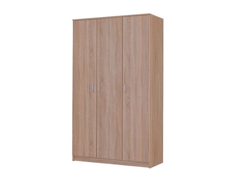 Guardaroba 3 Ante Marrone Appendiabiti 4 Ripiani 120x52 cm, 3 Ante - Licodia