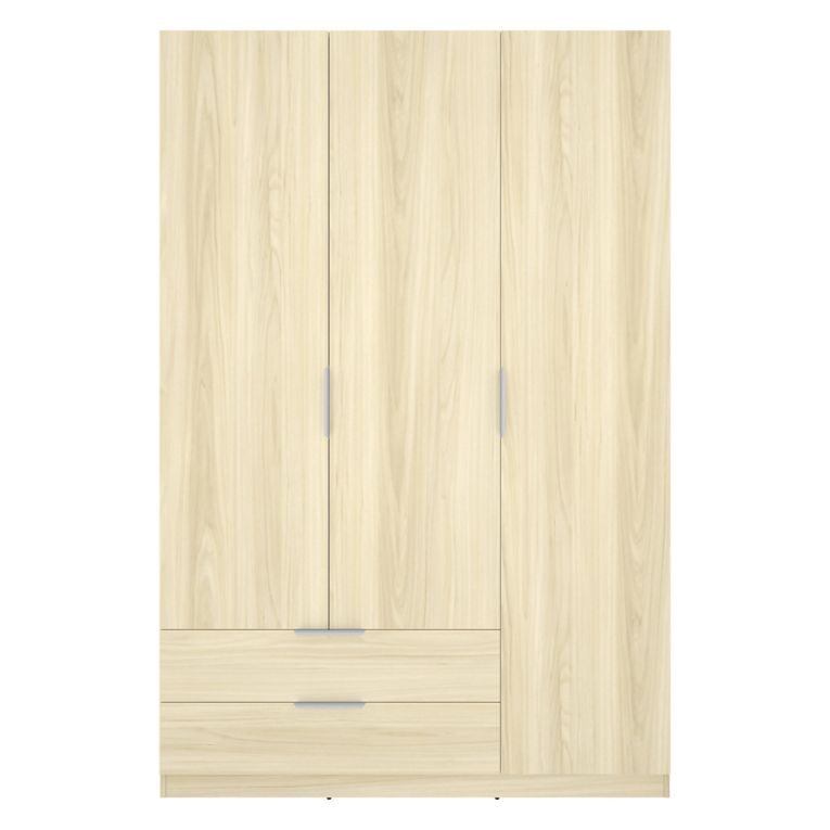 Guardaroba 3 Ante Marrone Rovere Appendiabiti 2 Cassetti 51x137 cm, 3 Ripiani - Mayos