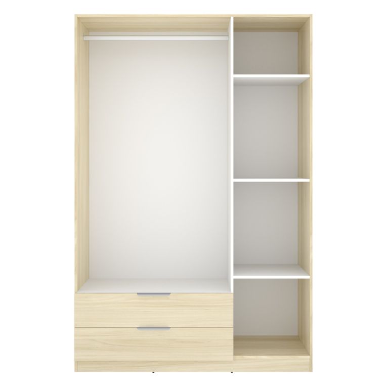 Guardaroba 3 Ante Marrone Rovere Appendiabiti 2 Cassetti 51x137 cm, 3 Ripiani - Mayos
