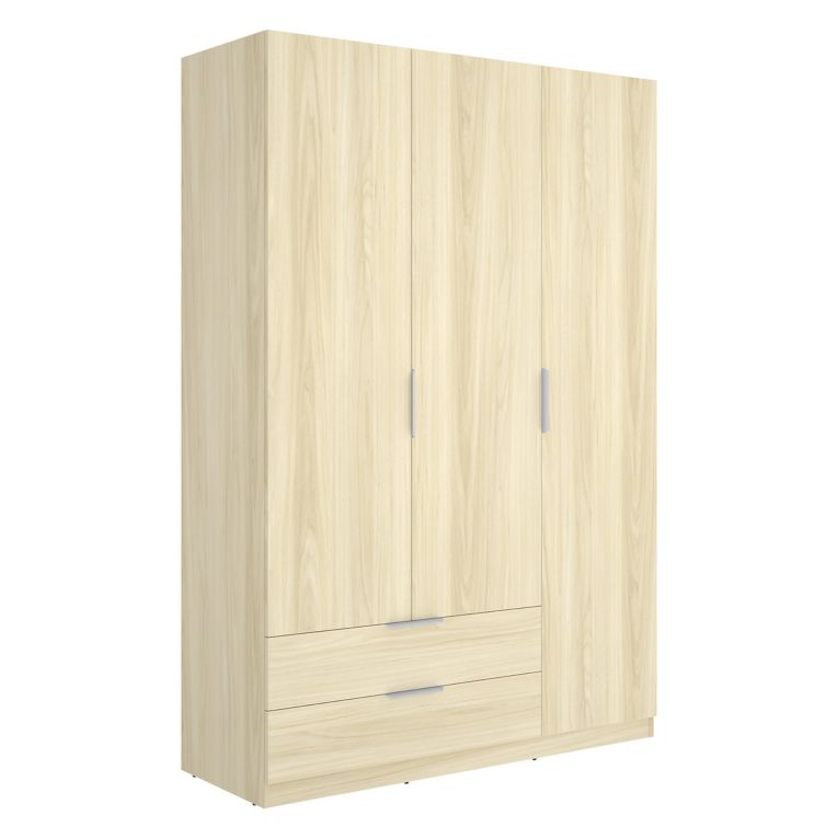 Guardaroba 3 Ante Marrone Rovere Appendiabiti 2 Cassetti 51x137 cm, 3 Ripiani - Mayos